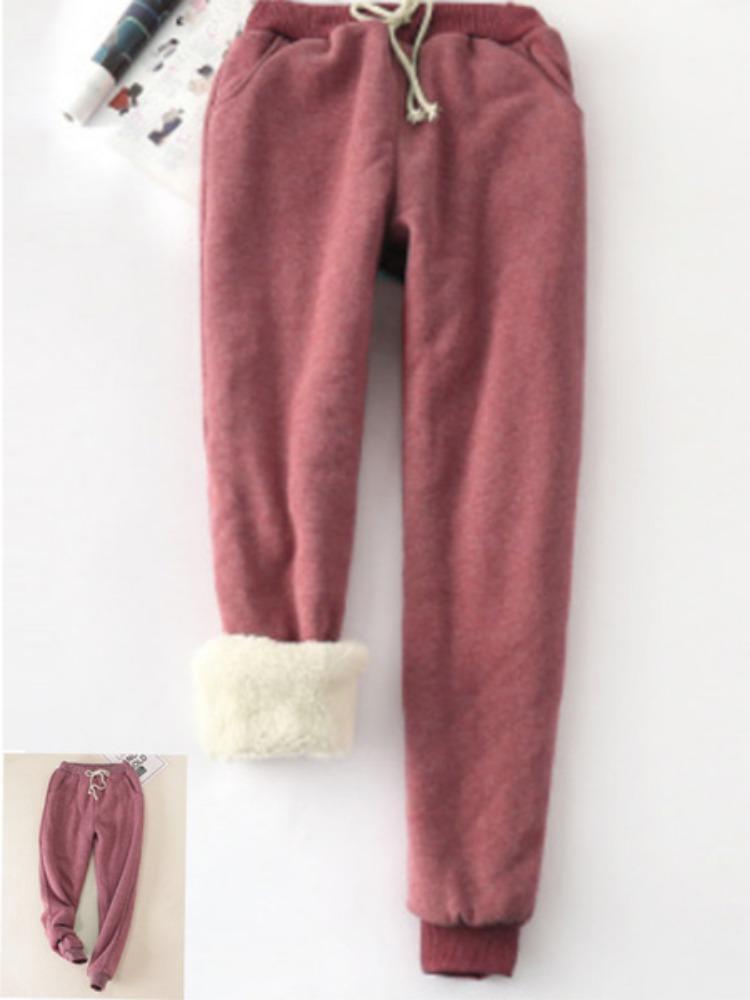 Thick and Warm Sweatpants with Ankle Binding Loose Casual Pants for Women In Winter with Added Fleece