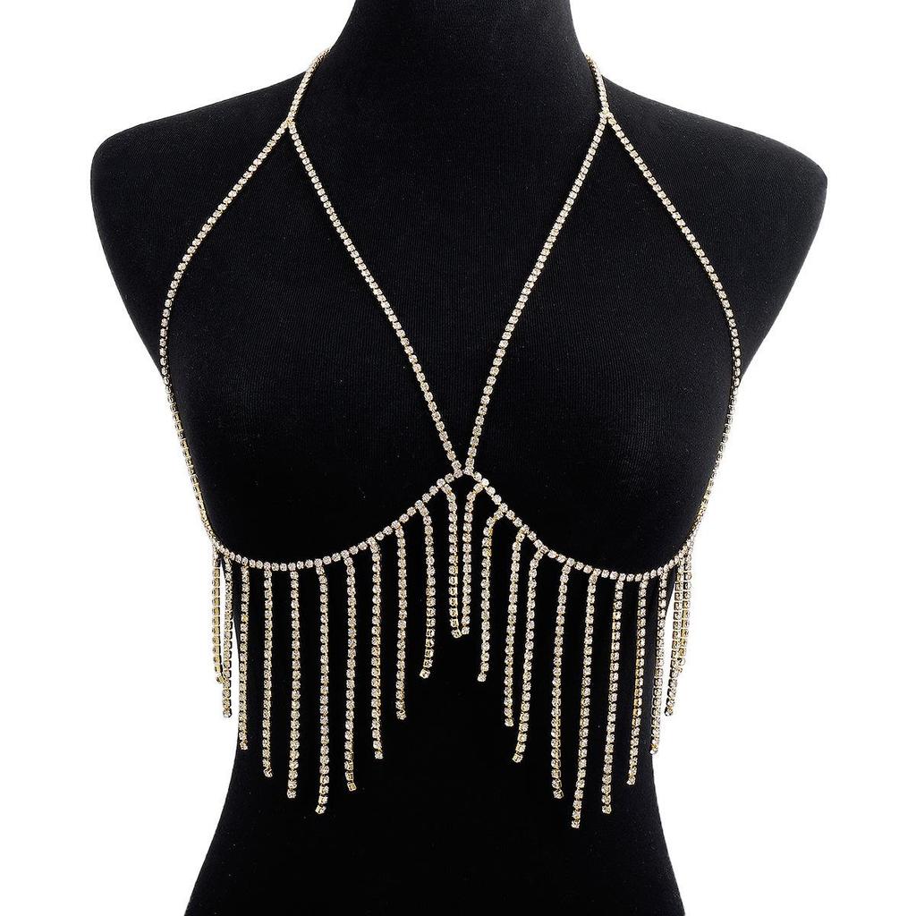 European Rhinestone Tassel Bikini Body Chain - Elegant & Sexy