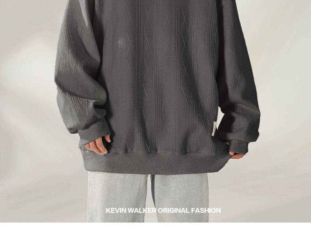 NASA Men's Trendy Long Sleeve Spring/Autumn Hoodie - Plus Size Heavyweight T-Shirt with Velvet, Solid Color, Loose Slit Design.