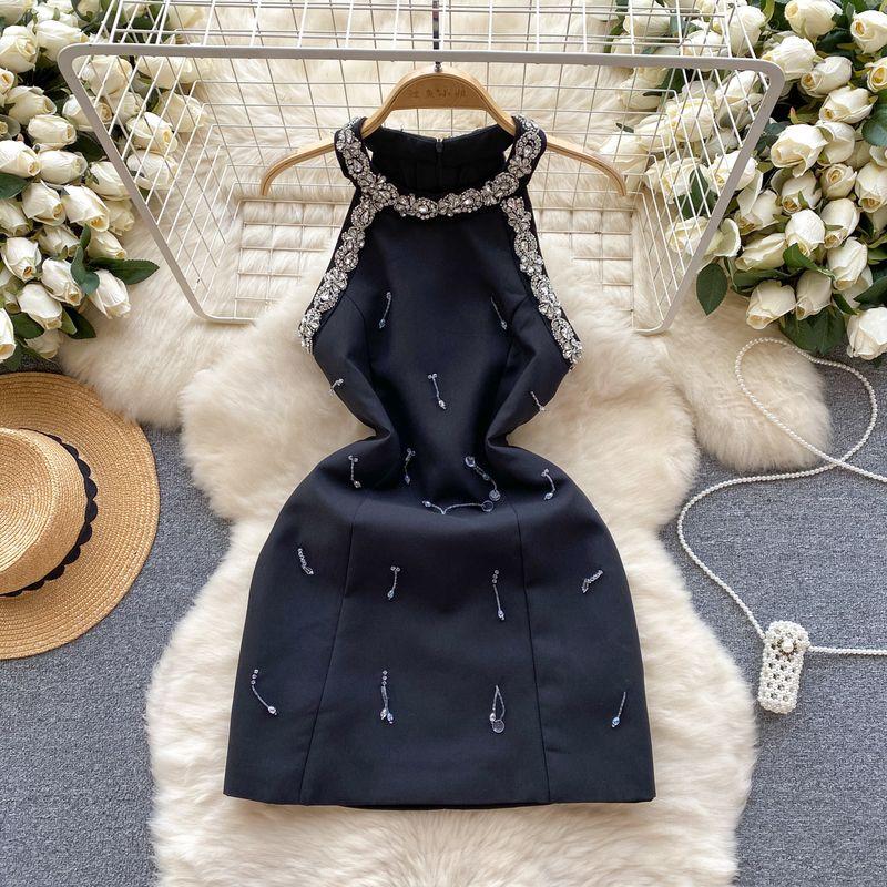 Accessible Luxury Silm Exquisite Rhinestone Dress Small Dress