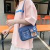 Embroidery Bear Canvas Shoulder Bag Solid Color Shoulder Bag Casual Transparent Itabag  Women