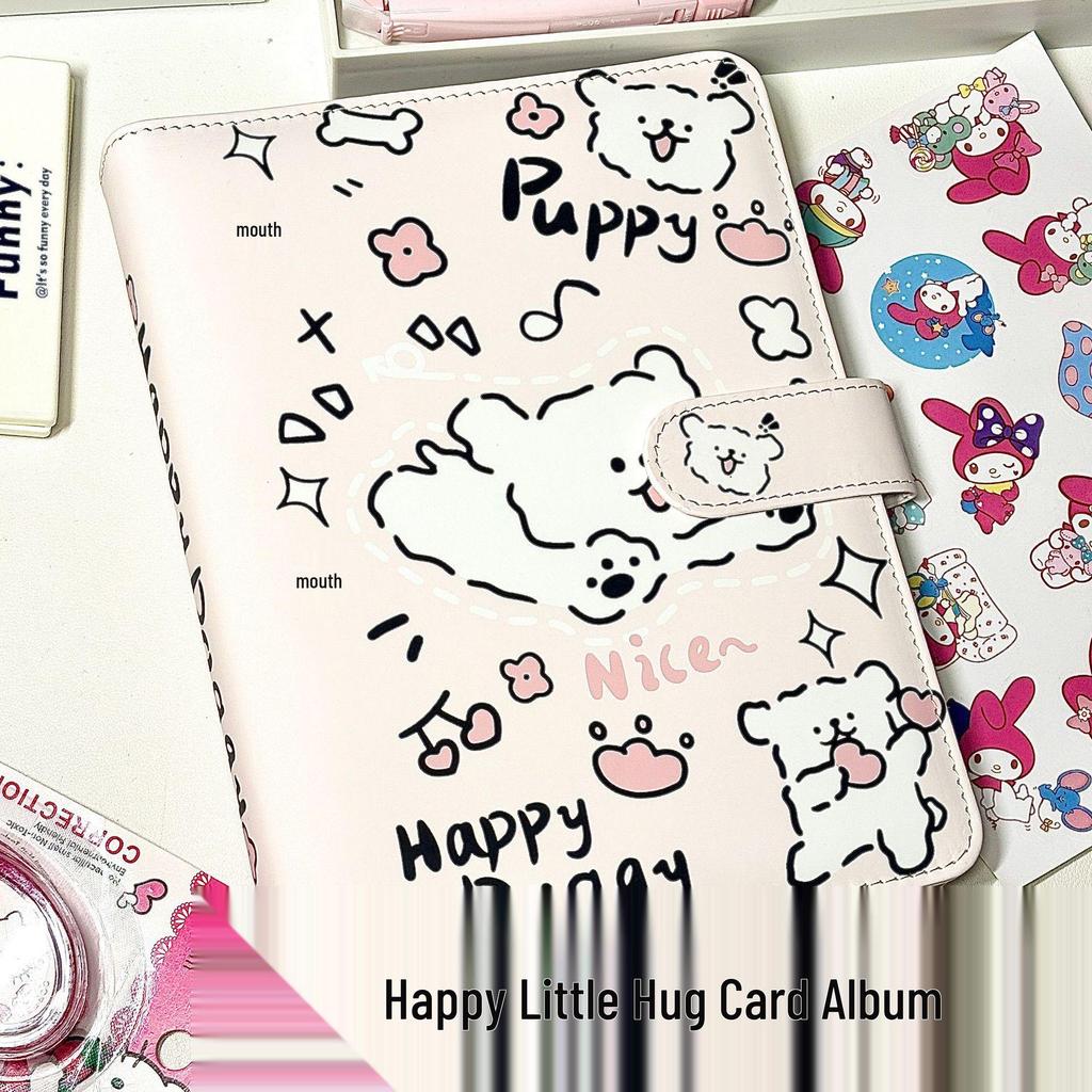 PU Leather Dog A5 Four-Grid Detachable Card & Photo Storage Album Binder