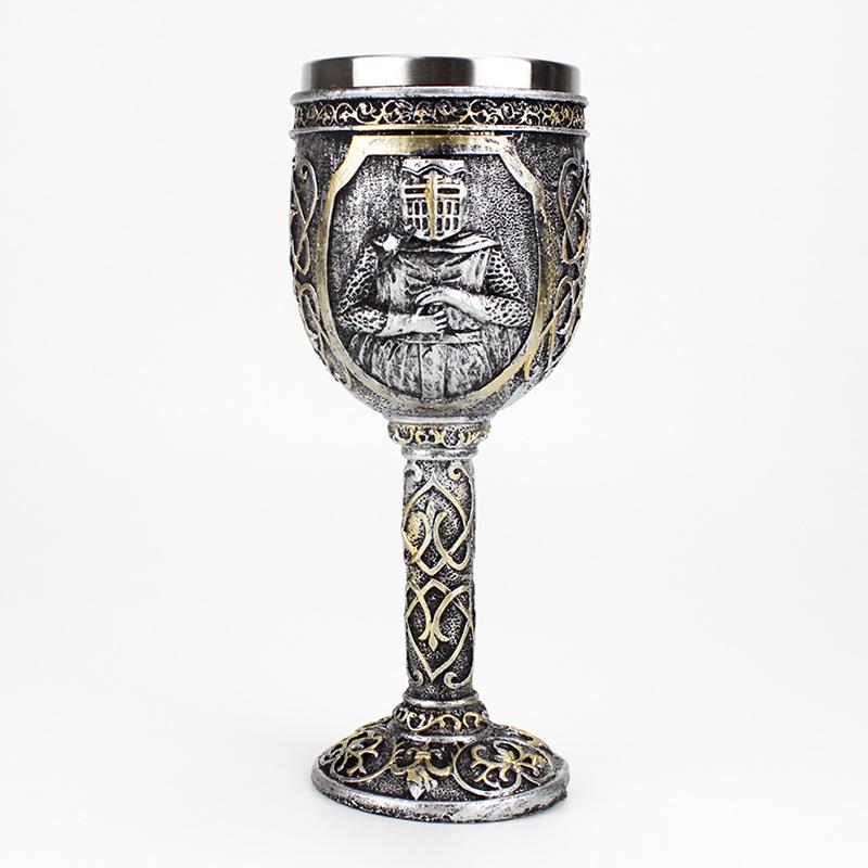 Gothic Goblet 3D Viking Stainless Steel Resin Skull Wine Goblet Dragon Claw Skeleton Spine Whiskey Cup Wine Glass for Halloween