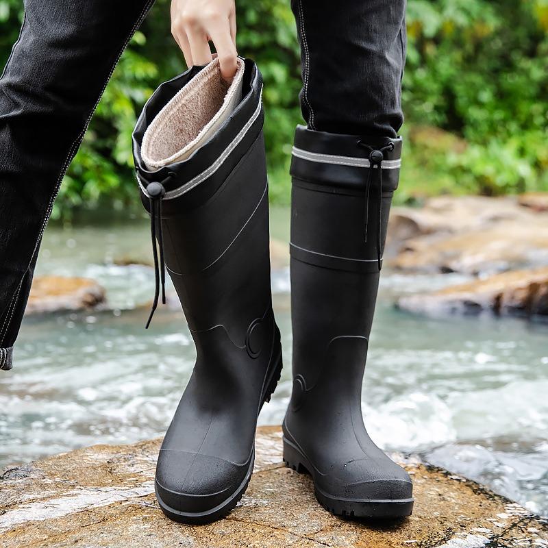 Smash-proof and Stab-proof Labor Protection Rain Shoes Medium Tube Men-large Size Rain Boots Steel Head Steel Sole Safety Labor Protection Water Shoes