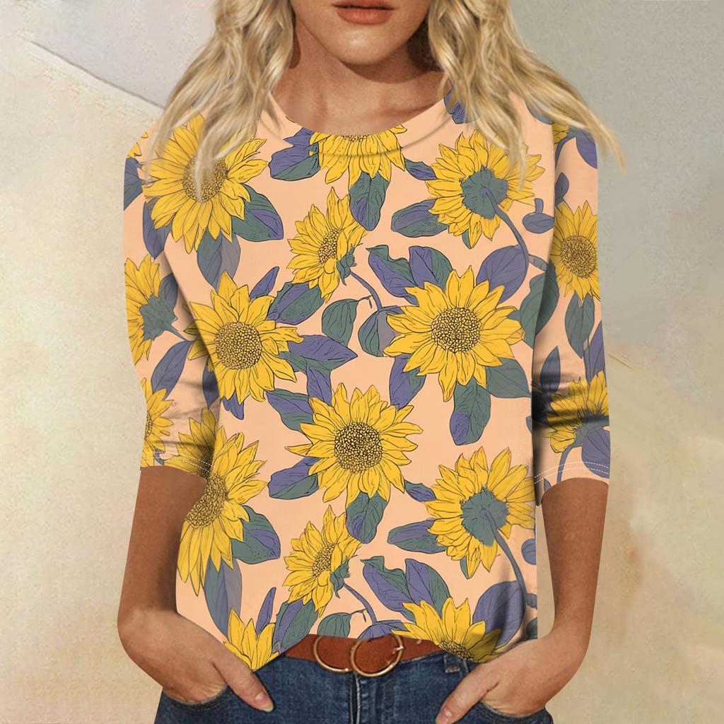 Long Sleeve Shirts for Women Casual Sunflower Print Womens Long Sleeve Tops Comfortable Long Sleeve Tops for Women Soft Womens Long Sleeve T Shirts