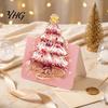Premium Paper Cards for Christmas Season 10 Pcs 3D Tree Greeting Cards, Holiday Postcards Blank Note Hand Written Blessings Bulk New Year, Winter Xmas