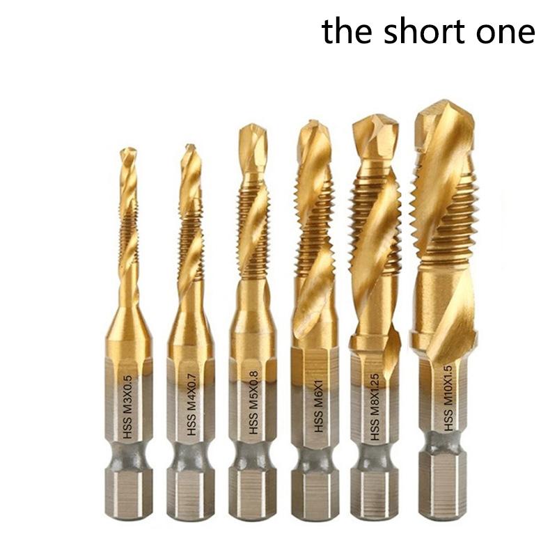 Sturdy and Durable 6Pcs Hex Shank HSS Compound Tap Drill Bits.