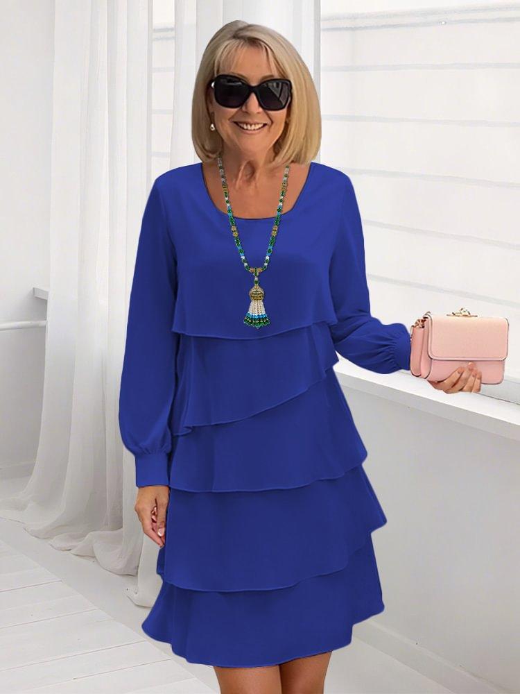 Женское трехъярусное платье с оборками и короткими рукавами XXXL синий