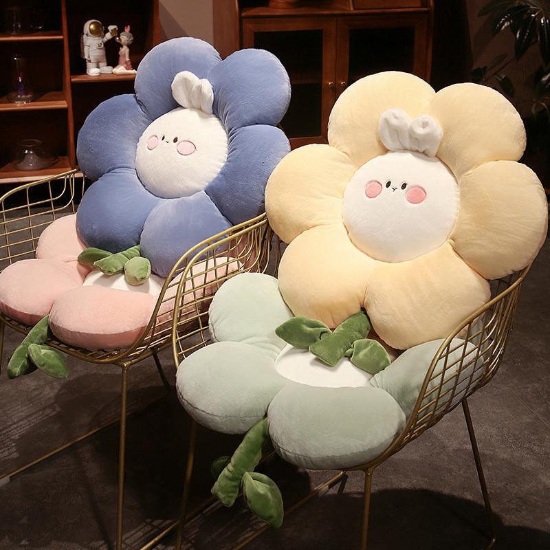Adorable Pink Rabbit Flower Plush Pillow Soft Toy For Office Seat Cushion And Tatami Mat