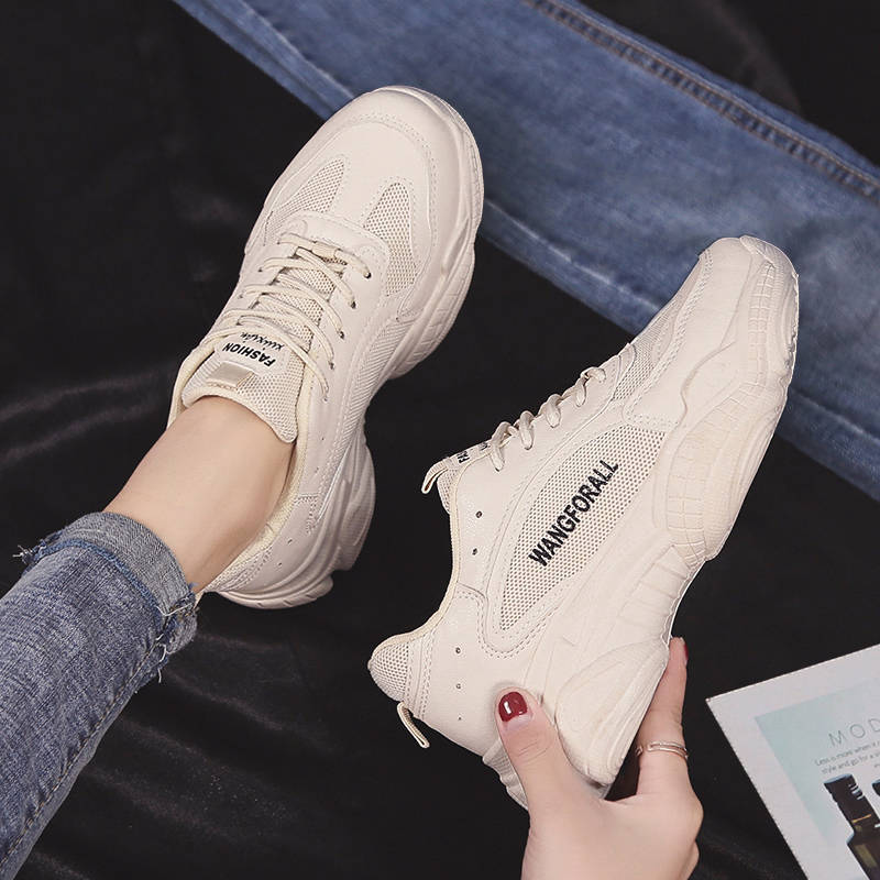 

Модные массивные кроссовки для женщин 2024 года, осенняя мода, сетчатые дышащие повседневные женские белые туфли для тенниса на платформе, Zapatillas Mujer 40 бежевый