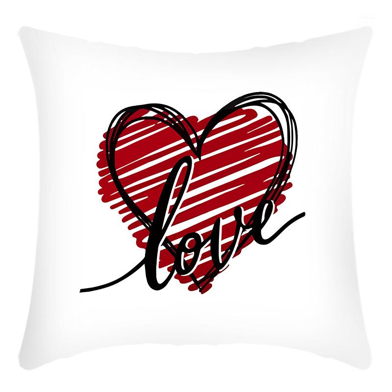 Linen Digital Printing Valentine's Day Cushion Cover Nordic Festival Home Sofa Office Cushion Love Cushion Cover