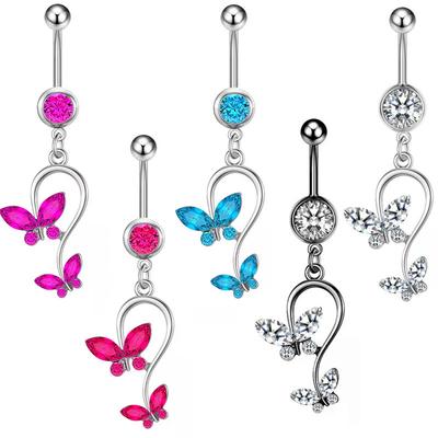 Fashionable Double Horse -Eyed Butterfly Navel Ring Ring Human Puncture Jewelry