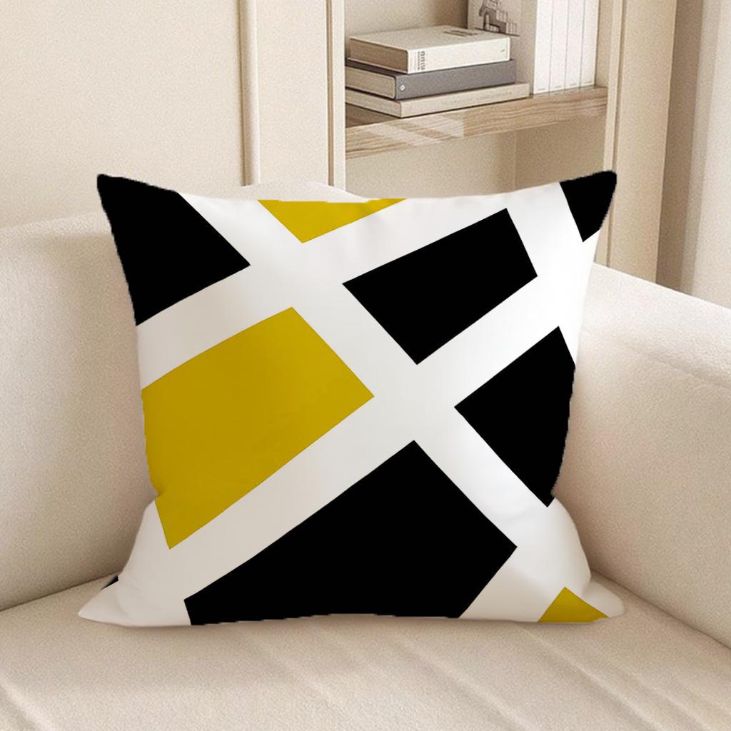 Geometric Yellow & Black Pillow Coverssuitable For Sofa Car Bedroom Decorative Cushion Cover Pillow Cover
