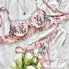 Lingerie più venduta ricamo floreale vento dolce prospettiva rete sexy e comoda bretella