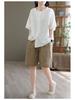 2023 Summer High Waist Retro Literary Wide-Leg Casual Plus Size Five-Point Pants