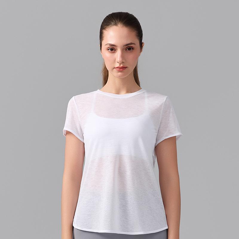 Women's Breathable Short Sleeve Yoga T-Shirt with Hollow Beautiful Back - Lightweight Dance Fitness Cover-Up Running Top
