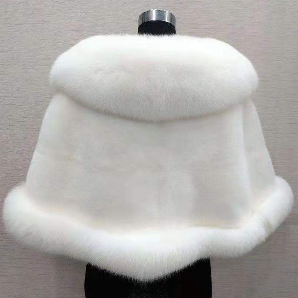 Comodo Cappotto a Mantella Soffice da Donna Invernale Scialle di Pelliccia Sintetica alla Moda Autunno Inverno Caldo