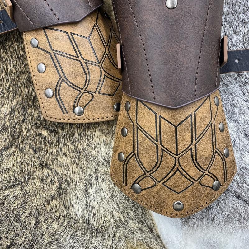 Historical Arm Guards Roleplay Arm Gauntlets Vintage Armband Medieval Arm Guard Festival Costume PU Leather Arm Bracers