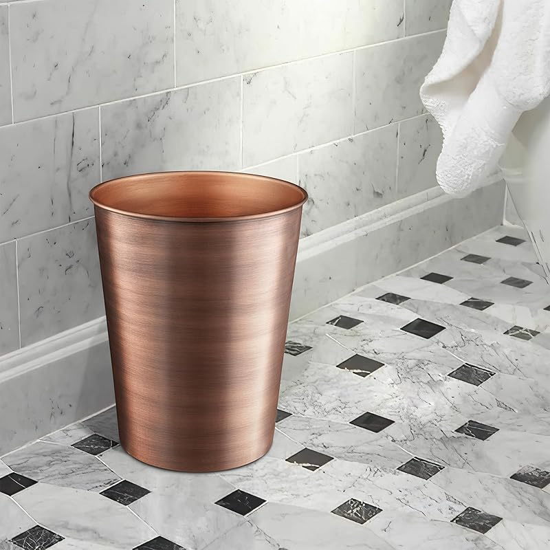 Monarch Abode Handcrafted Metal Wastebasket Trash Can for Home Office Bedroom, Decorative Wastebasket, Modern Bathroom D