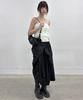 Flareup Draped Leather Bag (Fl-745_Black)