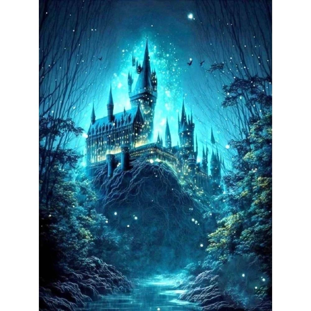 Castle DIY Harry Potter Round Diamond Painting Kit Magic School Cross Embroidery Castle Moon Eagle Diamond Mosaic Decoration