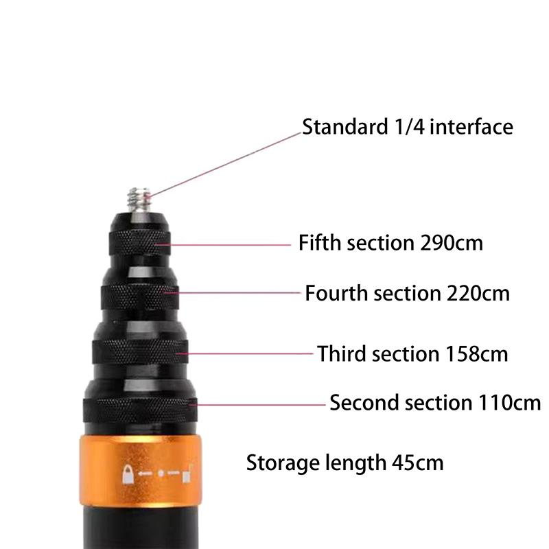 Palo Selfie Extensible Invisible de Fibra de Carbono 3M Edición Extendida para Cámara Panorámica Insta360 Cámara de Acción