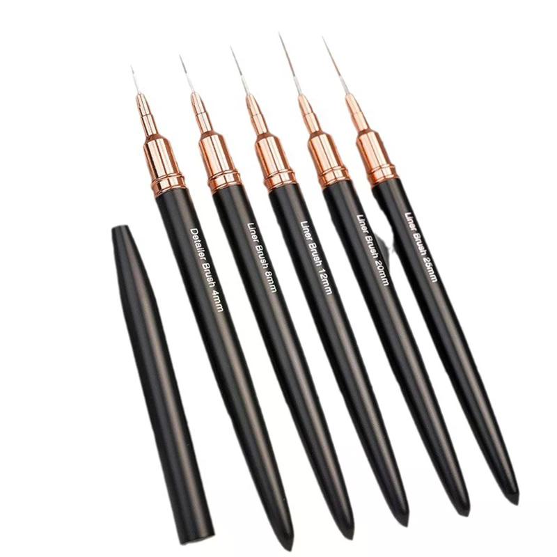 5Pcs/Set Professional Nail Art Liner Brushes 7/9/11/15/20mm Striping Painting Gel Tools