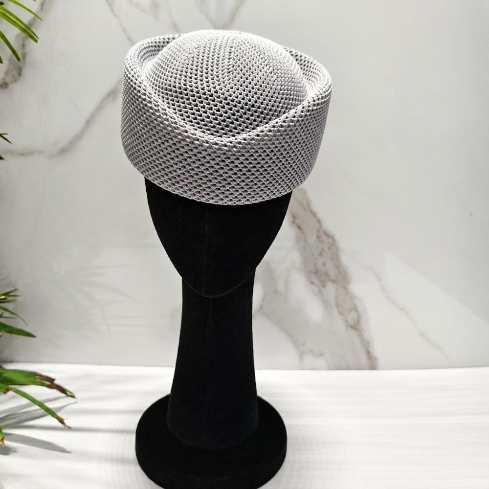 Solid Color Mesh Beret Hat Hollow Casual Stewardess Cap Fashion Knitted Beanie Women
