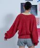 miette Mix Shaggy Volume Sleeve Knit RCXX0789 Free Size Red Women's