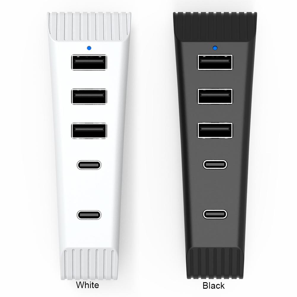 5-in-1 USB-Hub High-Speed Zusätzlicher USB-Port-Erweiterer mit 3 USB + 1 Typ-C-Port + 1 Typ-C 3.1 für PS5 Slim Konsole Disc & Digital