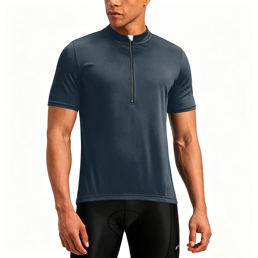 Herren Kurzarm Fahrradtrikot Halbreißverschluss Atmungsaktiv Schnelltrocknend Leichtgewicht Performance Shirt für Outdoor-Sport und Bewegung