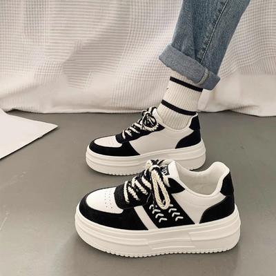 Thick Soled Sponge Cake Shoes For Women Spring Autumn Casual Versatile Sports Board Shoes Height Increasing Small White Shoes