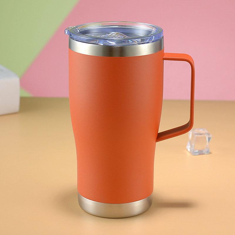 20oz Stainless Steel Double Walled Tumbler With Lid And Handle Travel Mug Colourful Tumbler Double Wall Vacuum