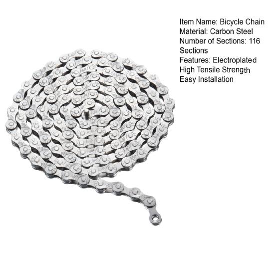 Łańcuch rowerowy VXM Galwanizowany, antykorozyjny, antykorozyjny, odporny na zużycie, wysoka wytrzymałość na rozciąganie, wymiana 116 ogniw 6/7/8 prędkości MTB łańcuch rowerowy szosowy