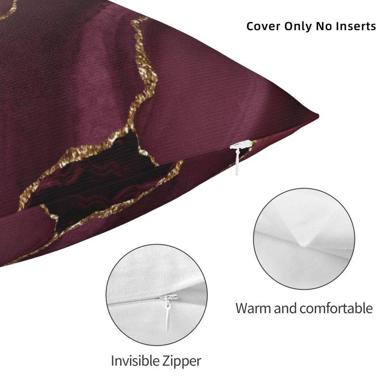 Custom Modern Burgundy Maroon Geode Agate Cushion Cover Velvet Marble Texture Gold Throw Pillow Case Decoration