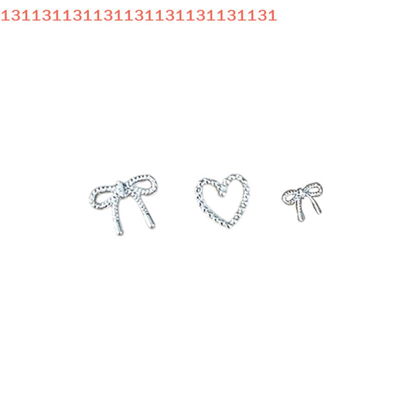10pcs Alloy Bowknot Love Nails Art Charms Decorations 3D Luxury Metal Silver Bows Shaped Jewellery DIY Manicure Designs Supplies