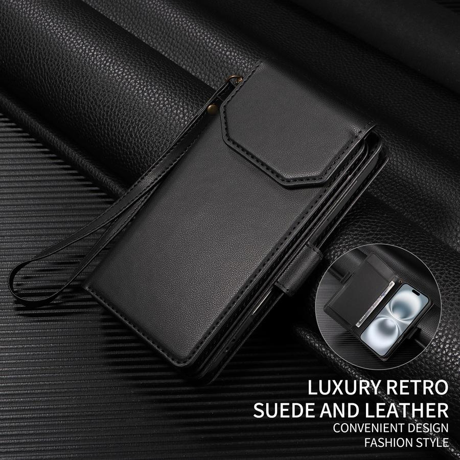 

Многофункциональный двухслойный чехол-кошелек с 11 отделениями для карт и 2 карманами для наличных для iPhone/Samsung/Google, чехол-книжка из искусственной кожи с ремешком на запястье и подставкой Samsung A70/A70S