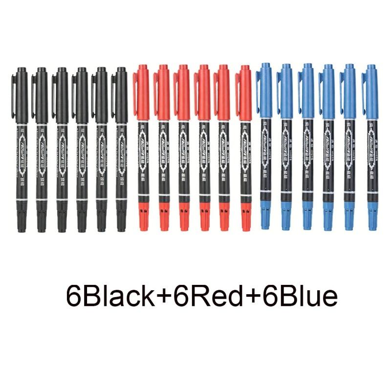 Dual Tip Permanent Markers, Oil-Based (Waterproof) - Fine & Broad Tips for Art Outlining, Sketching, Writing on Multiple Surfaces