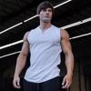 Pánské jednobarevné tílko s výstřihem do V na léto pro fitness a běh - bavlněné tričko bez rukávů