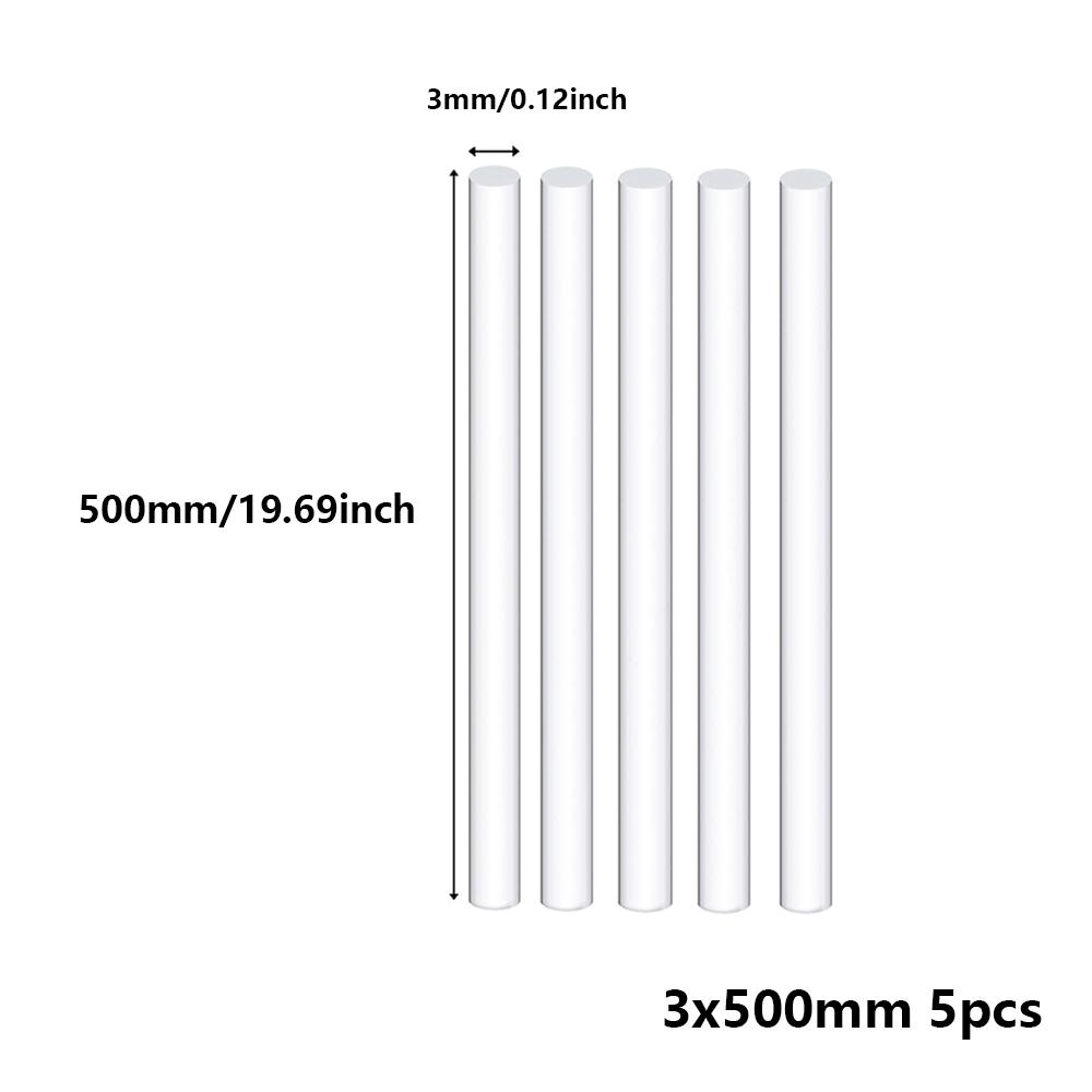 1-5pcs DIY Clear Acrylic Rods 500mm Round Bars - Easy Cut & Shape for Custom Builds, Craft Projects