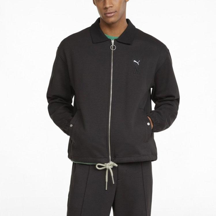 Puma Ami Paris Collaboration Embroidered Knit Zip-Up Collar Jacket Men Jacket Black 534066-01