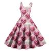 Women's Valentine's Day Love Heart Print Sexy Off Shoulder Vintage Dress