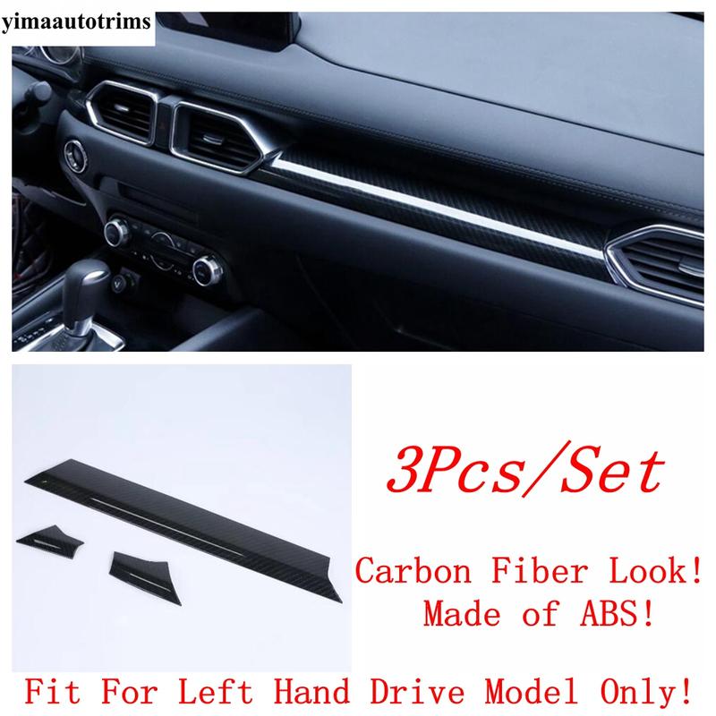 Car Accessories Central Control Dashboard Panel Strip Decor Cover Trim For Mazda CX-5 CX5 2017 - 2024 Carbon Fiber Look / Matte