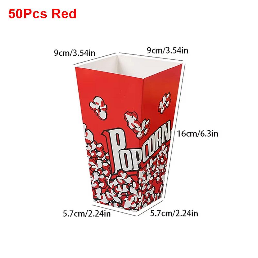 50Pcs Snack Paper Cup Popcorn Box Cardboard Red White Stripes Popcorn Buckets 28 Ounce Small Popcorn Container Holder