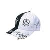 Hip-Hop Baseball Cap Unisex Black White Graffiti Peaked Hat with Iron Ring Street Style