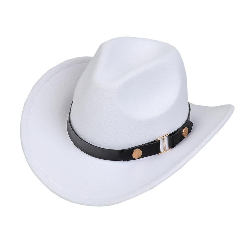 Western Cowboy Top Hat Spring And Autumn New Jazz Hat Big Brim Pentagram Belt Accessories Felt Hat Men And Women