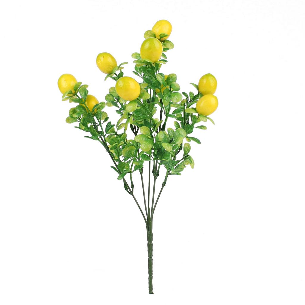 4PCS Artificial Lemon Branch 10 Heads Fake Lemon Stem Decoration for Wedding Living Room Kitchen