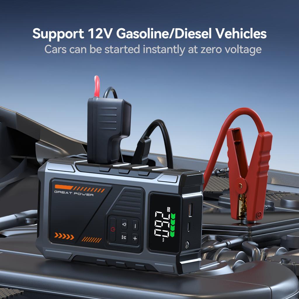 Portable Car Jump Starter with Air Compressor, Jump Starter Battery Pack, 5000A Peak with 150 PSI Tire Inflator, 12V Car Battery Jump Power Pack