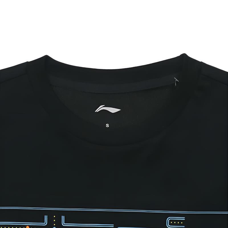 Li Ning Logo Cartoon Print Fashion Comfortable Round Neck Pullover Short Sleeve T-Shirt Casual Sports Set Unisex Tops AHSUA23-2+YKSV147-1