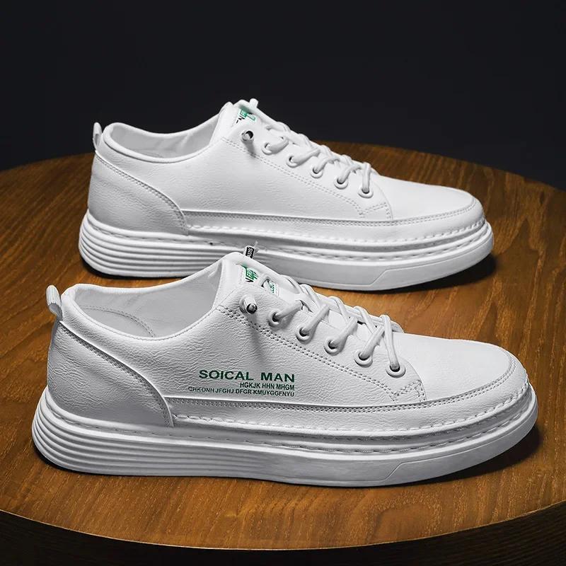 

Fashion Outdoor Breathable Sneakers Men s PU Leather Business Casual Shoes for Male 2024 Fashion Loafers Walking Footwear Tenis Feminino 44 белый